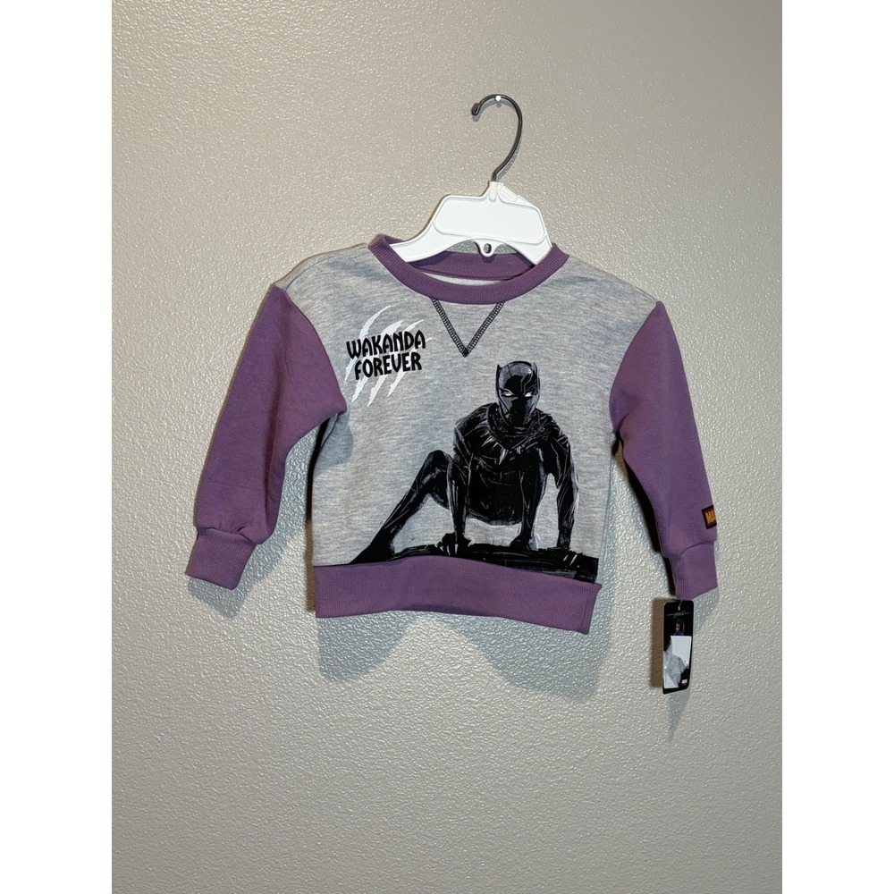 Marvel Black Panther Wakanda Forever Sweatshirt Nikkolas Smith Grey Purple 18M